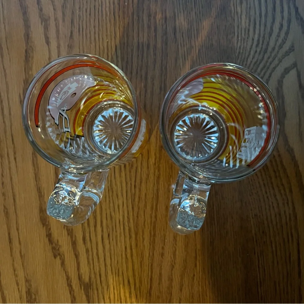Set of 2 Kansas City Chiefs glass 12 oz beer mugs. - Picture 3 of 6